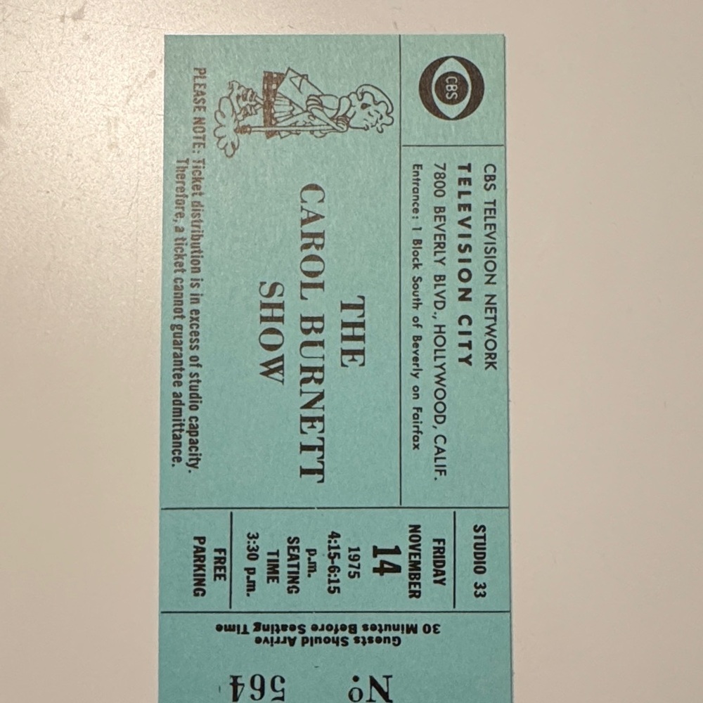 Carol Burnett Show-CBS 1975 Tickets with original CBS ticket holder - Picture 6 of 6